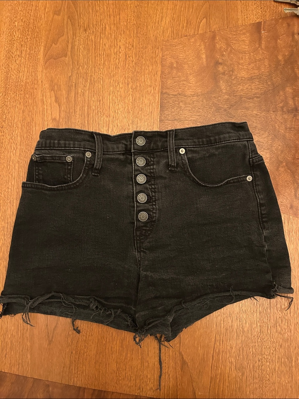 Madewell High-Waist Black Denim Button-Front Women’s Shorts